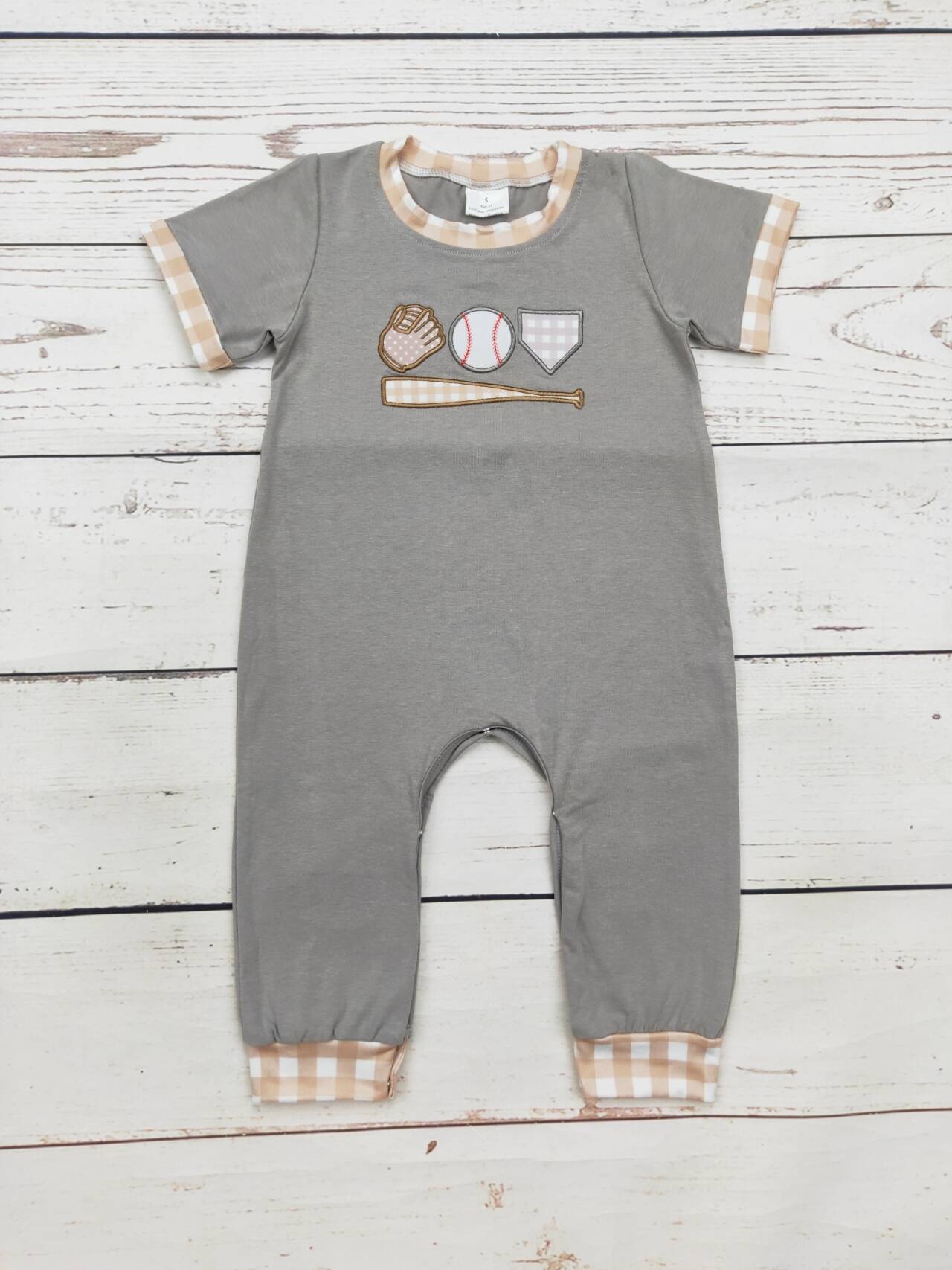 Baby Boy Baseball Appliqué Romper