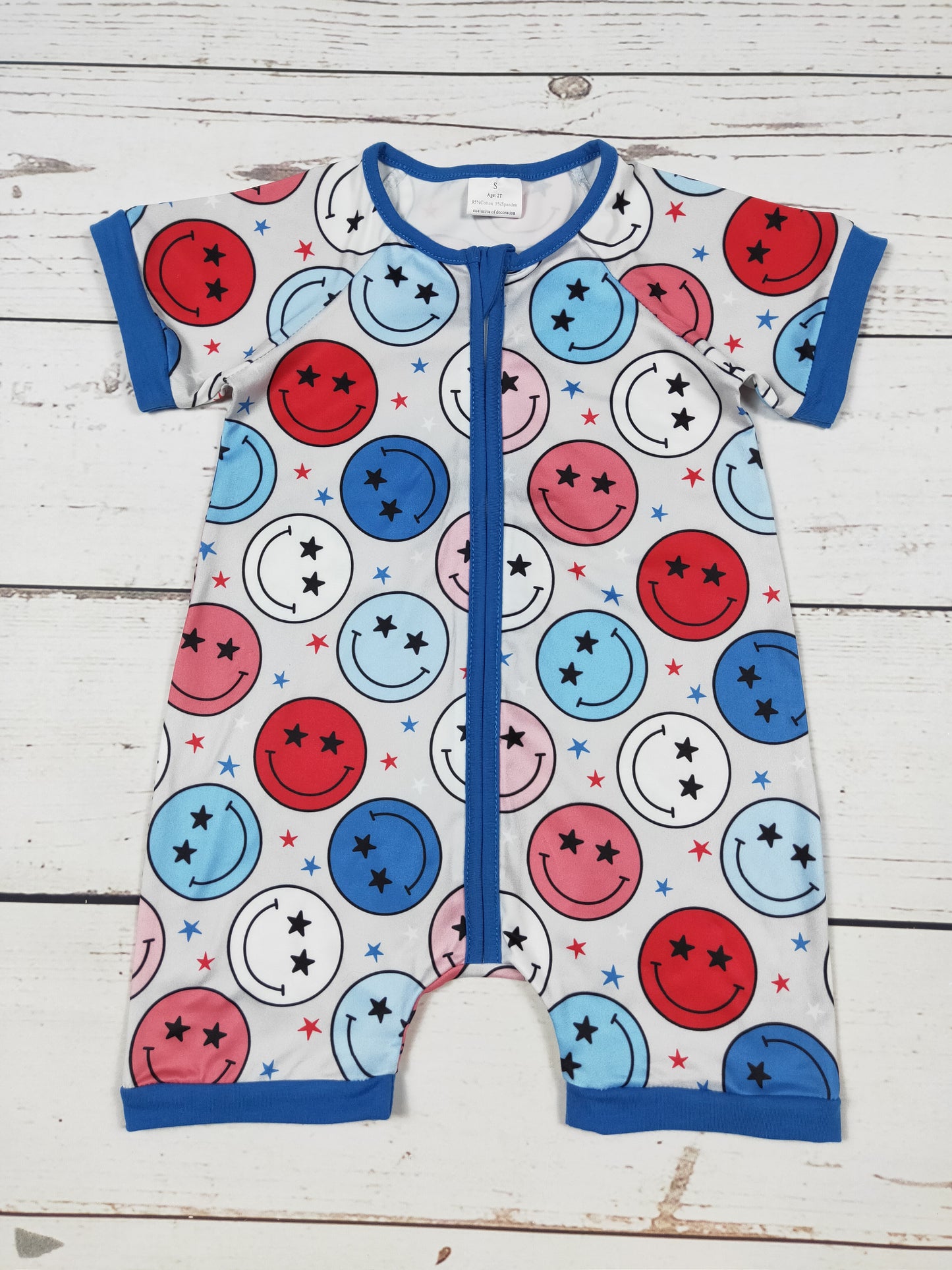 Baby Kids Fourth of July Zip Romper