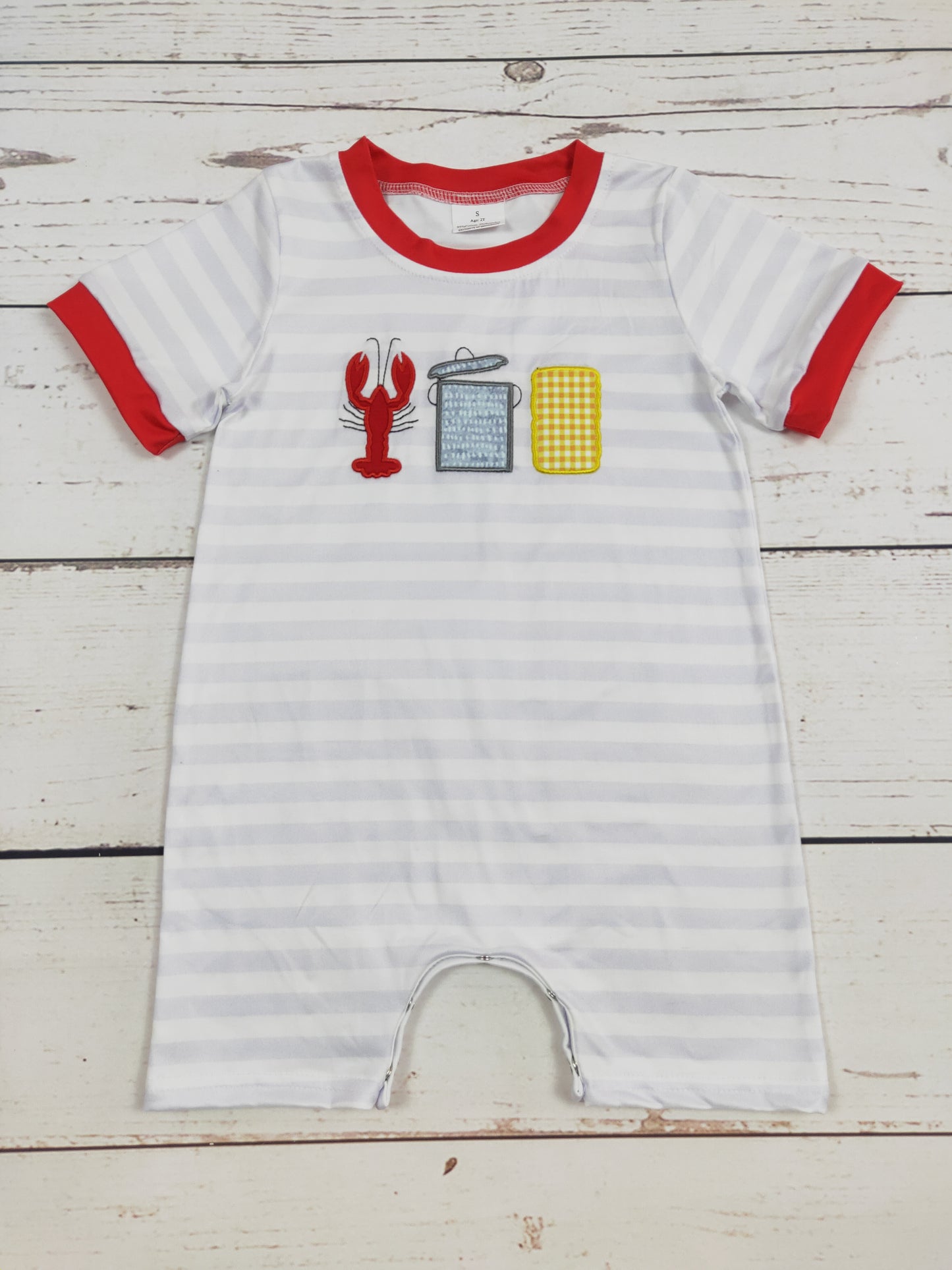 Baby Boy Stripe Crawfish Appliqué Romper