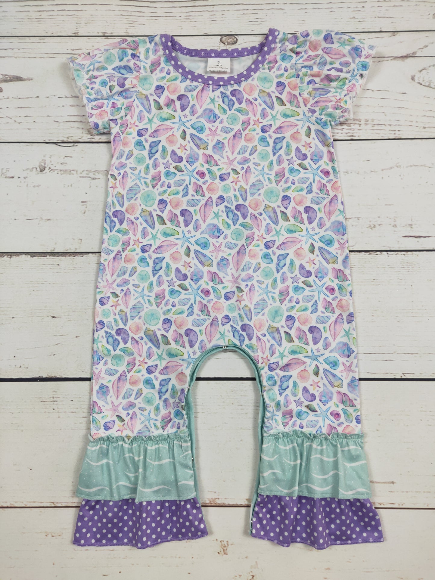 Starfish Baby Girls Romper With Ruffle