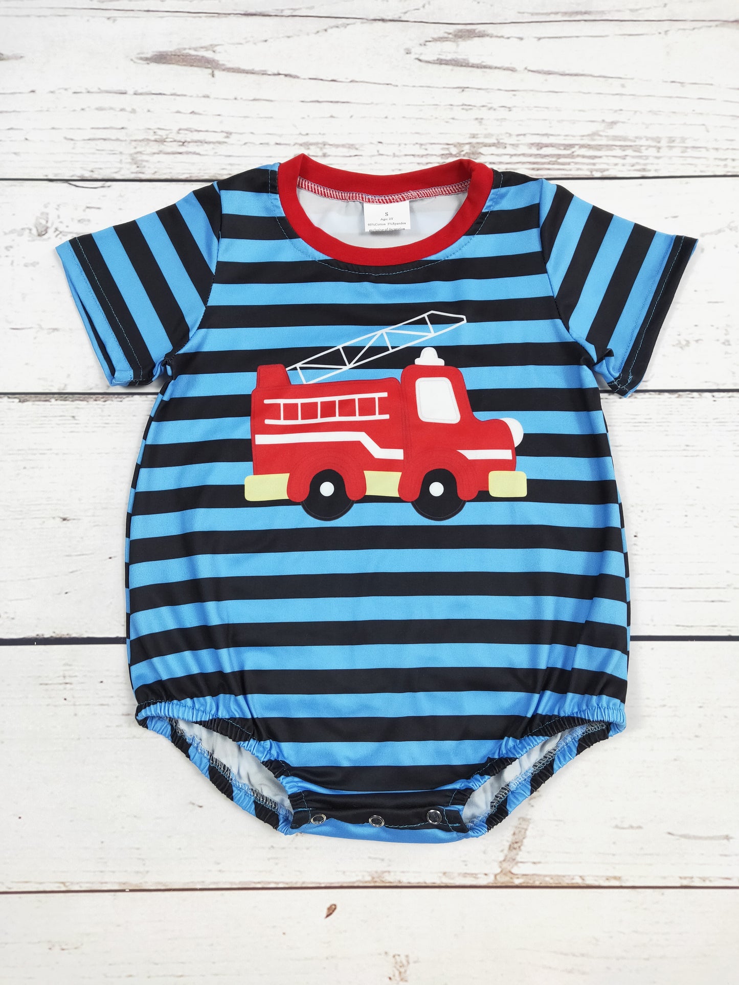 Baby Boy Firetruck Printed Bubble