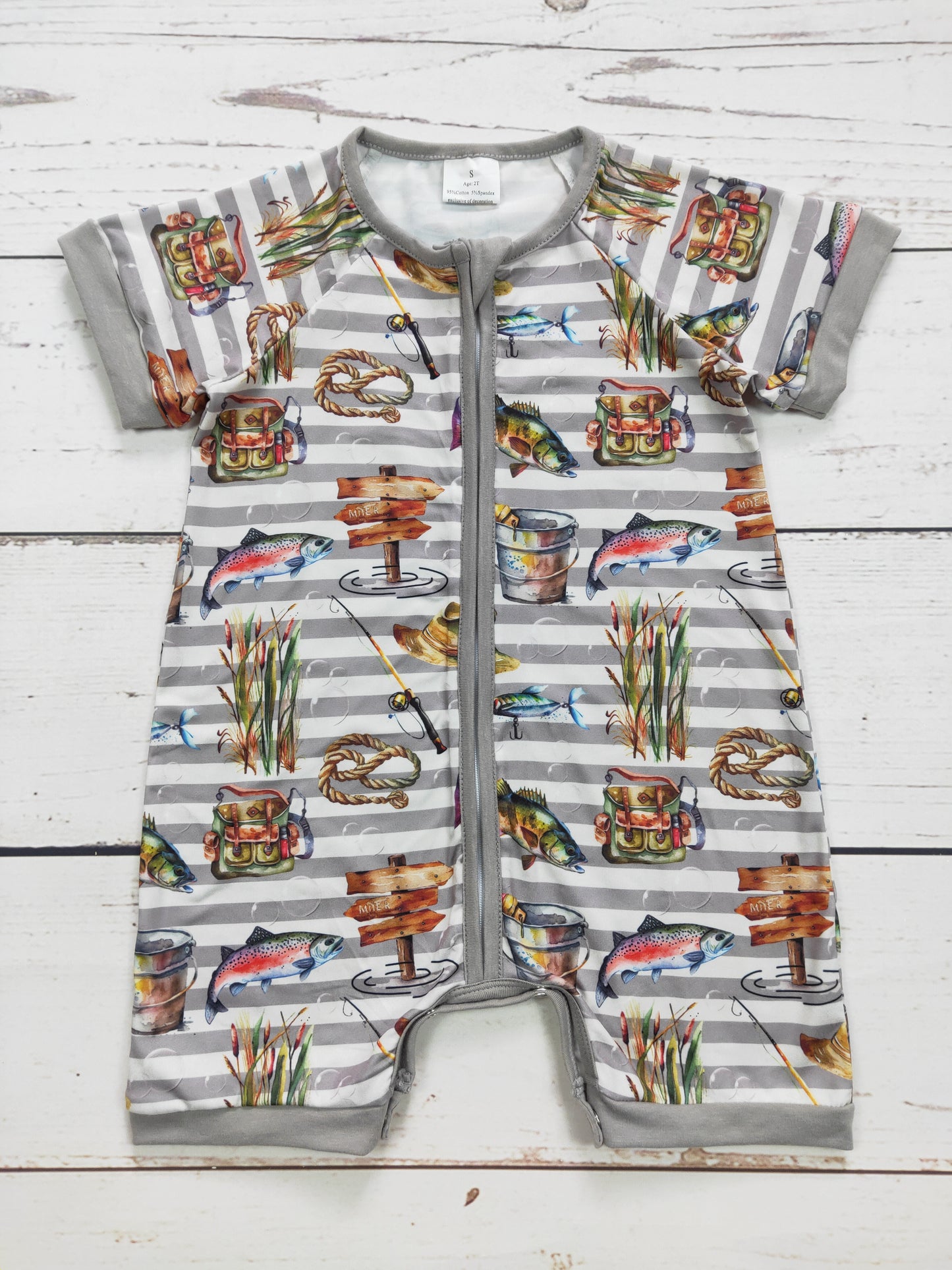 Baby Boy Fishing Lure Zip Romper