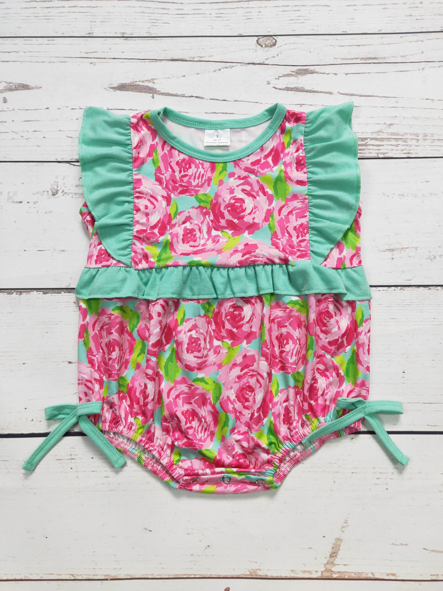 Baby Girl Pink Flower Printed Bubble