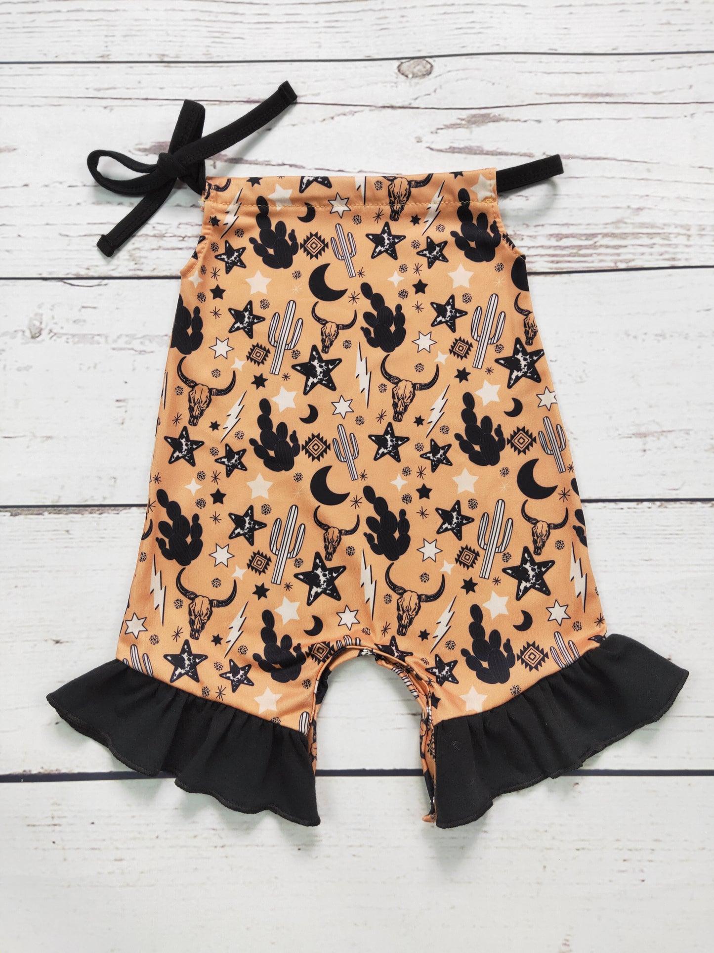 Western Baby Girl Romper With Ruffle