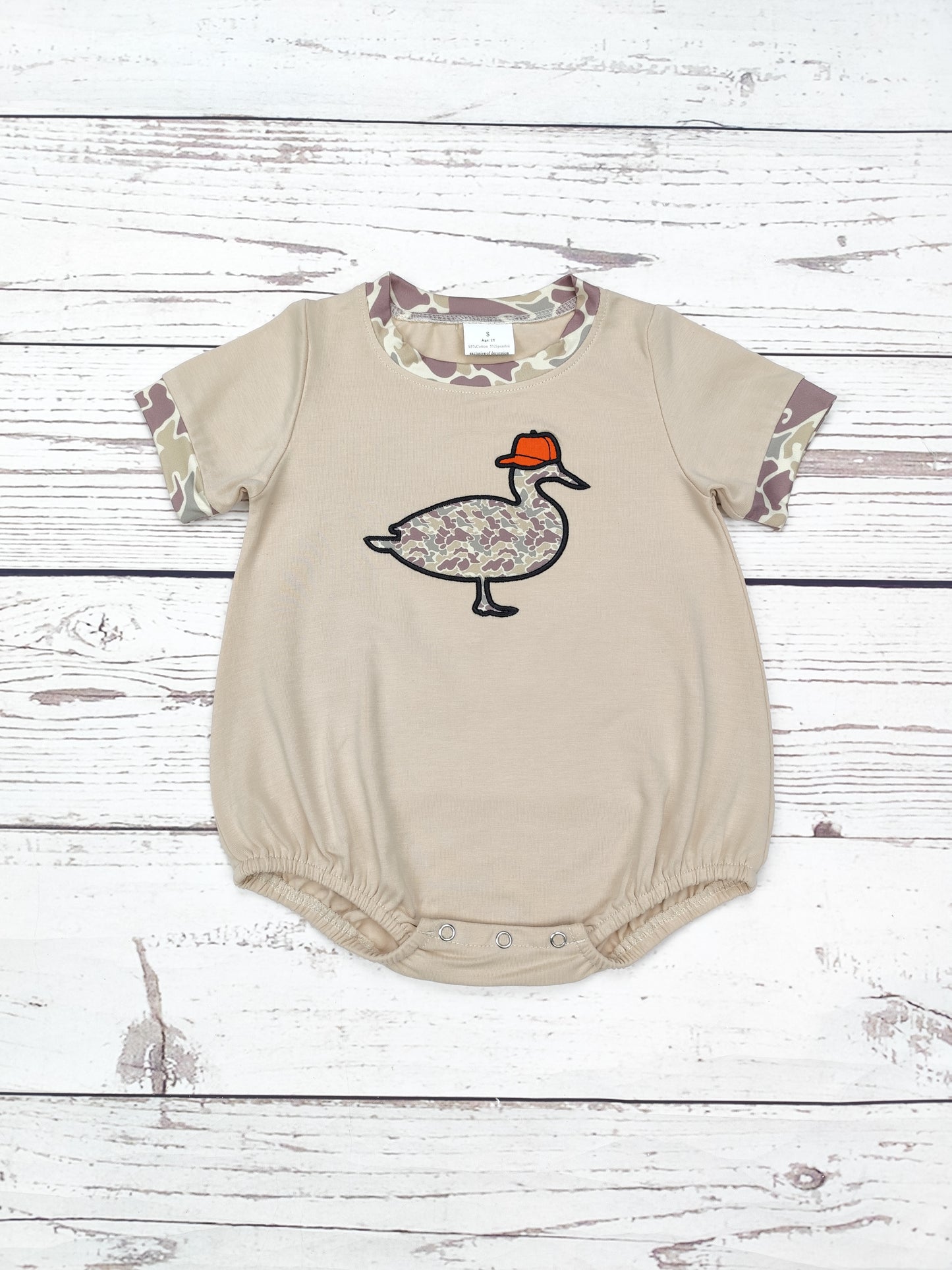 Baby Boy Camouflage Duck Appliqué Bubble