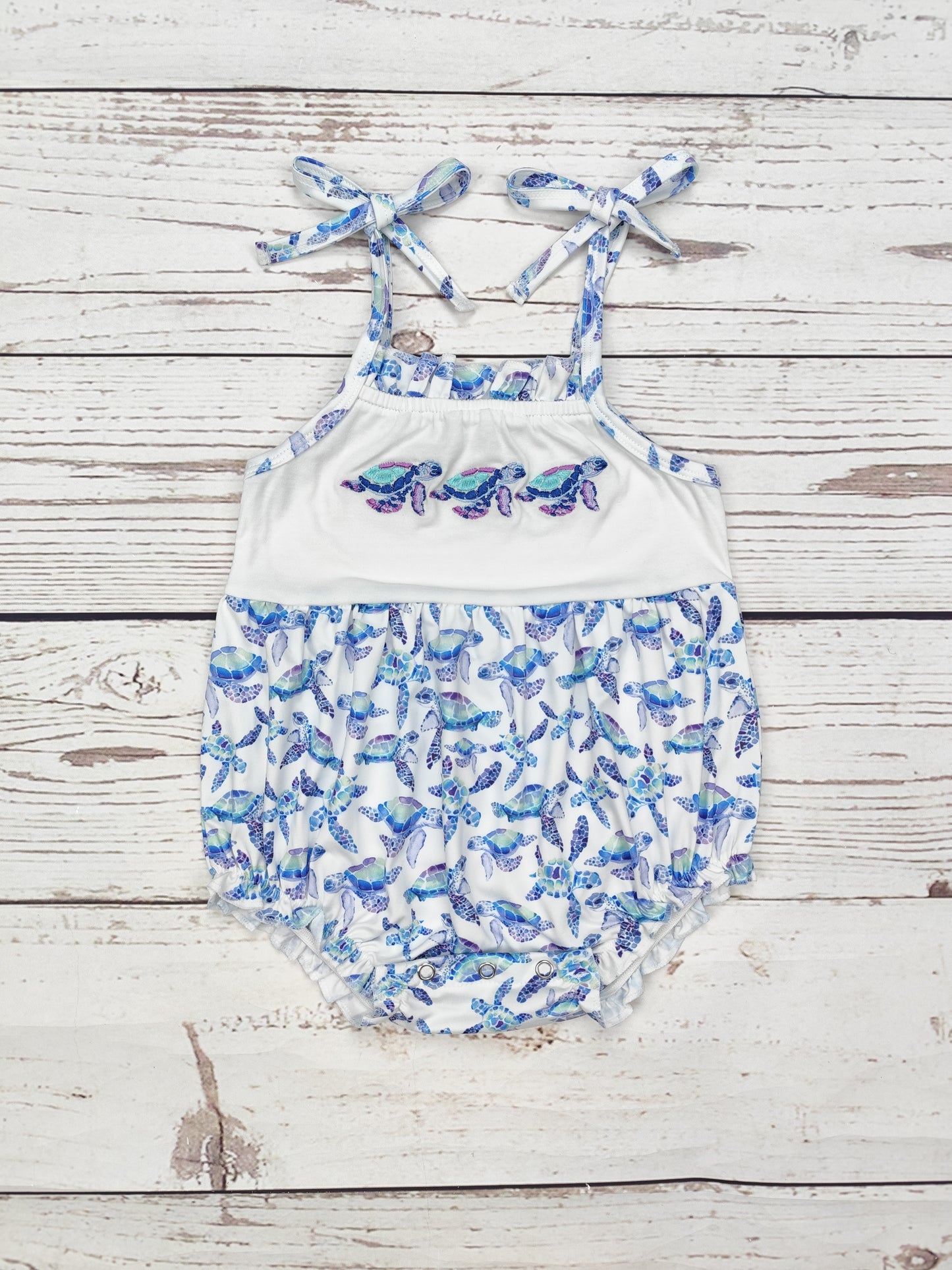 Baby Girl Tortoise Appliqué Bubble