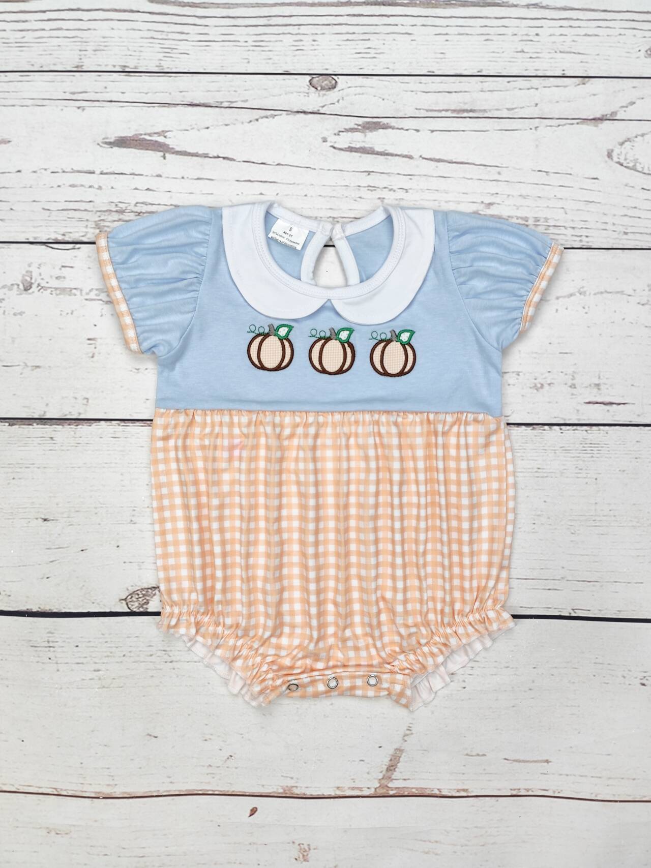 Baby Girl Pumpkin Appliqué Fall Bubble