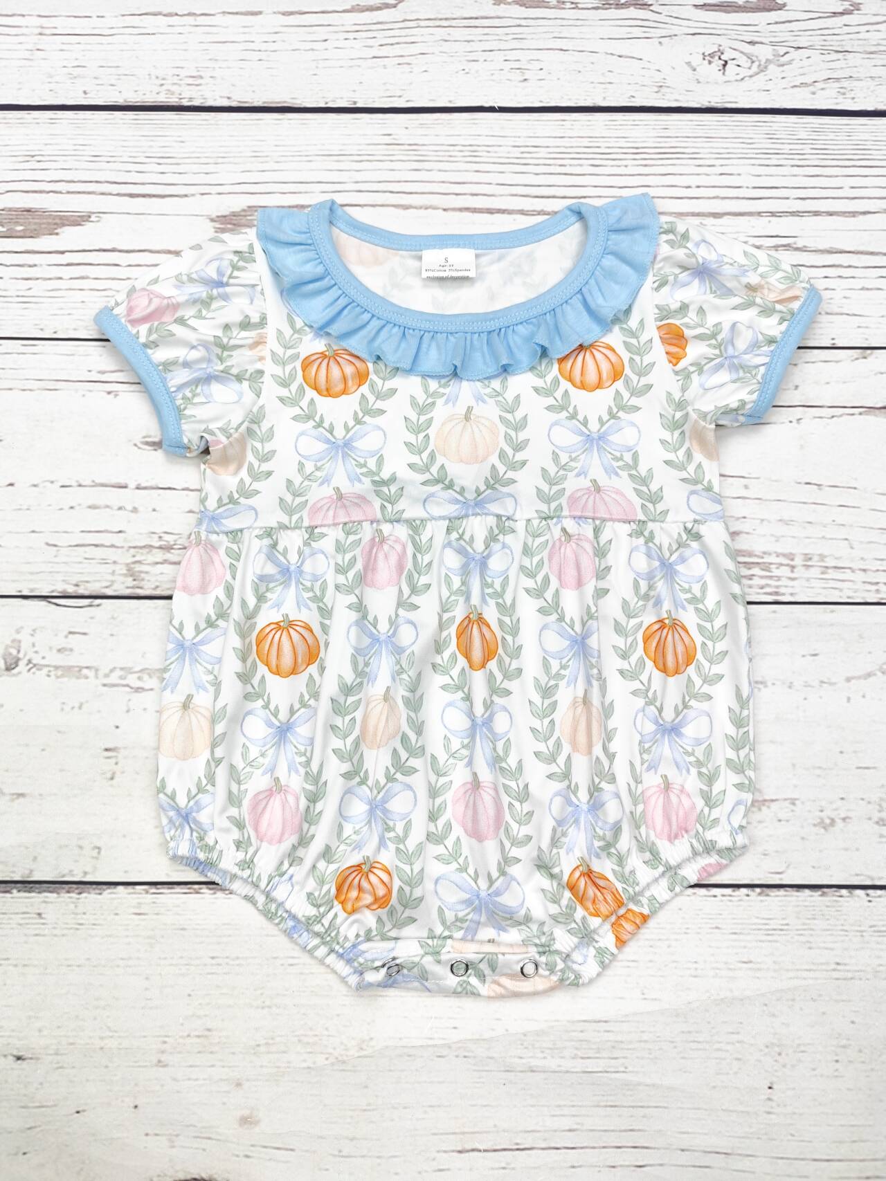 Baby Bow Pumpkin Bubble With Ruffle