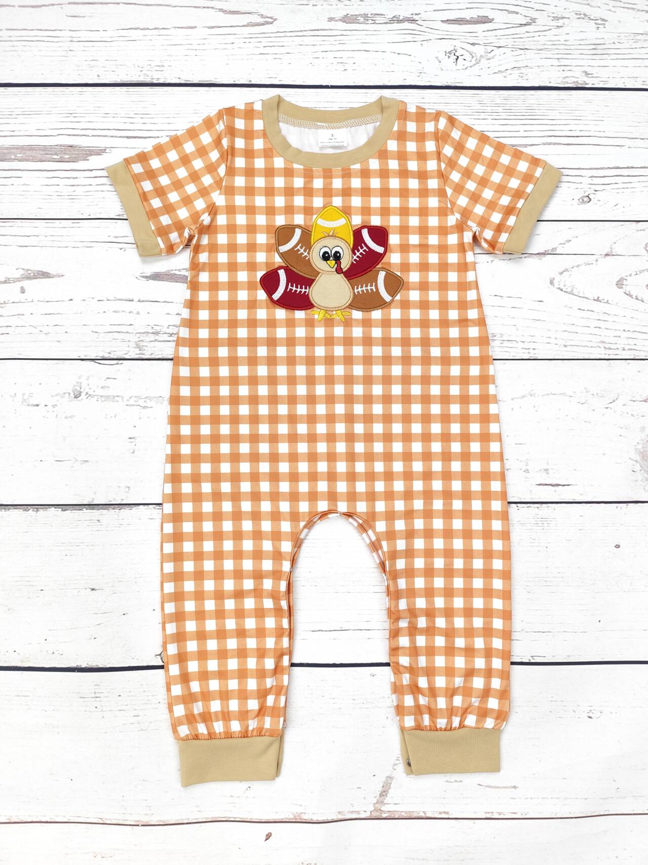 Baby Football Turkey Appliqué Romper