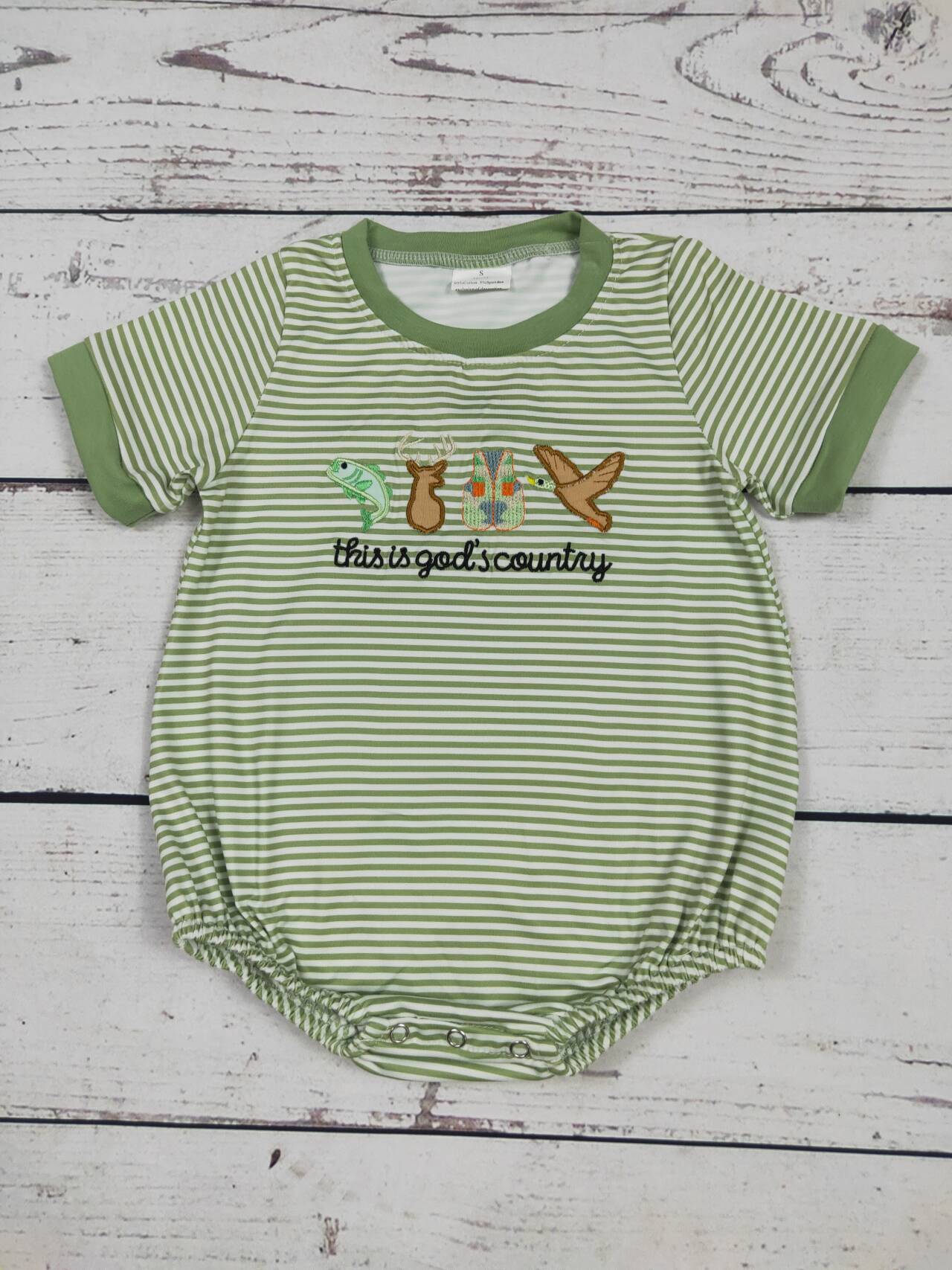 Baby Boy Hunting Appliqué Bubble