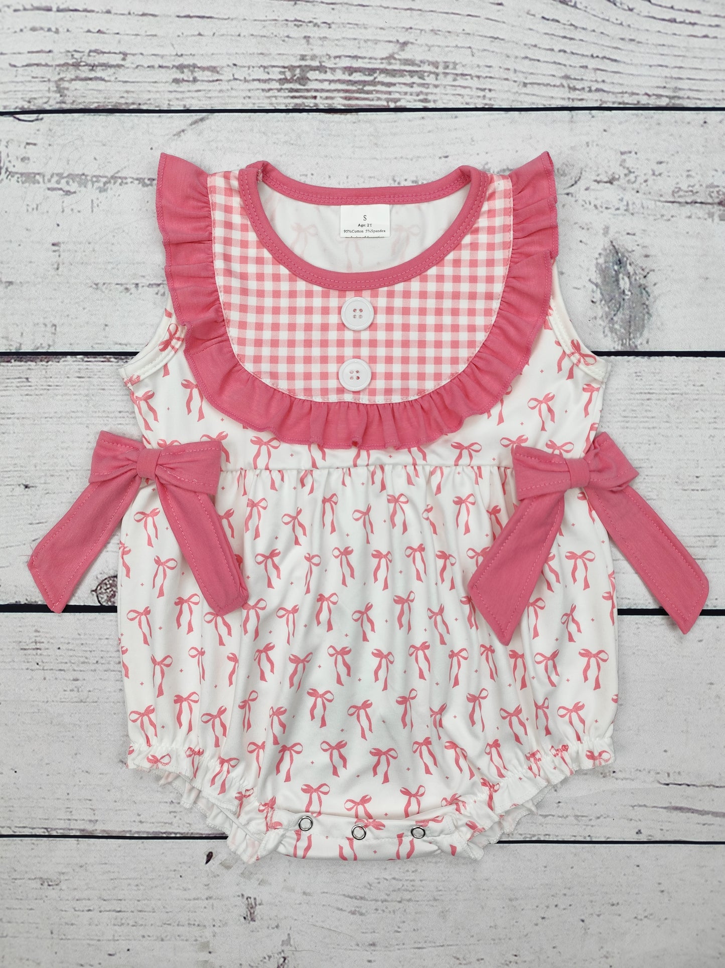 Baby Girl Bubble with Bow Print