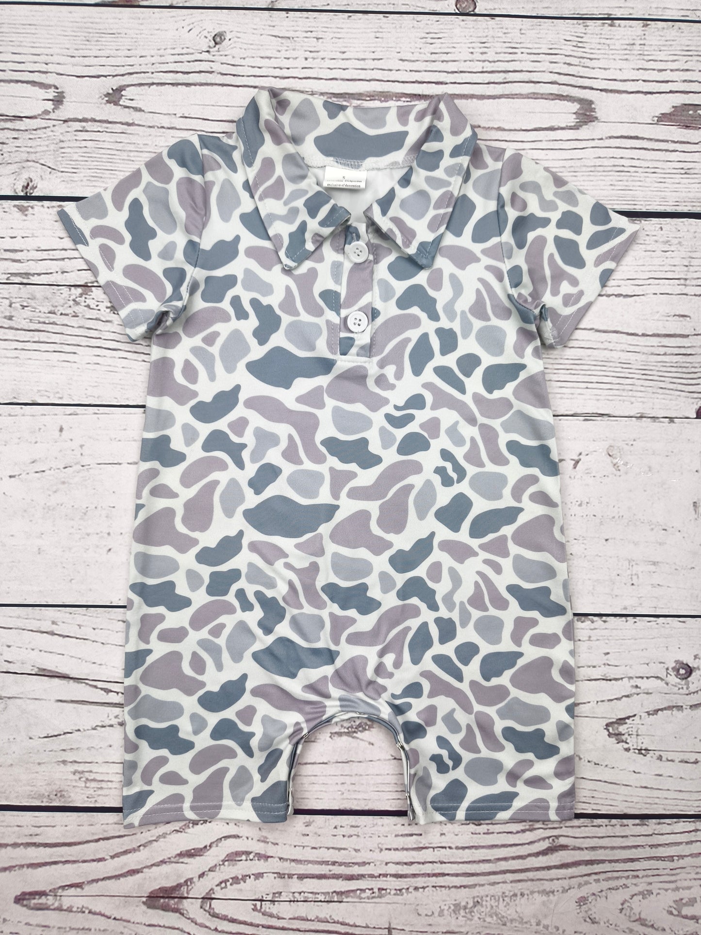 Baby Gray Camouflage Romper