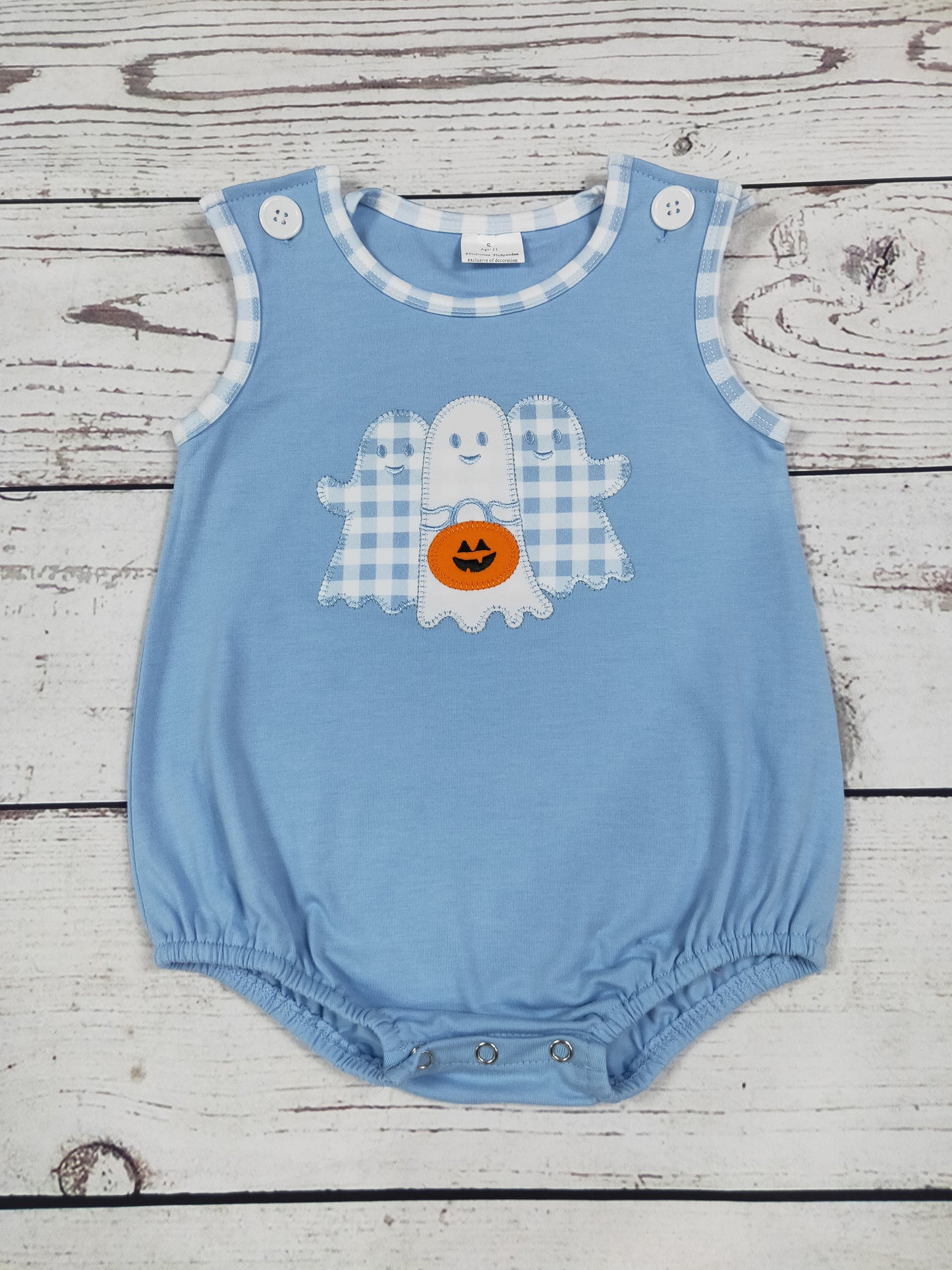 Baby Boy Ghost Appliqué Halloween Bubble