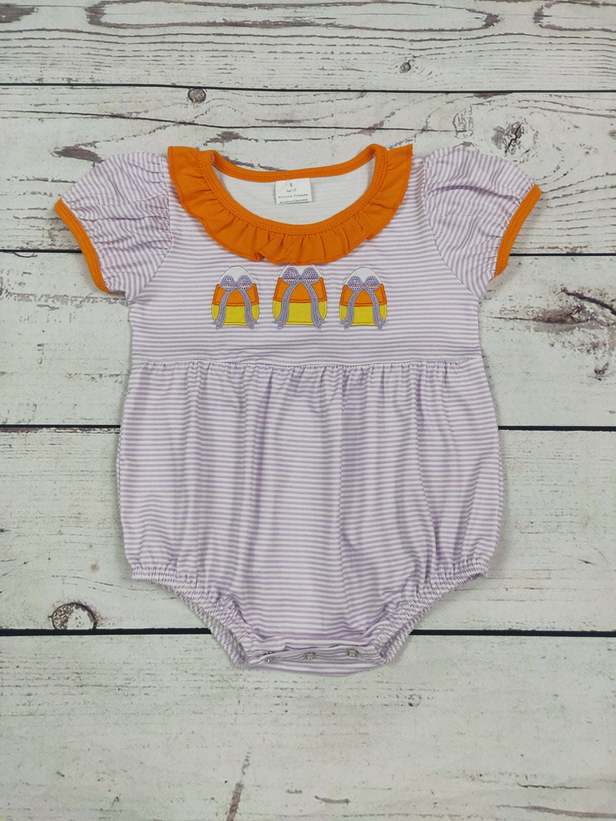 Candy Corn Appliqué Baby Halloween Bubble