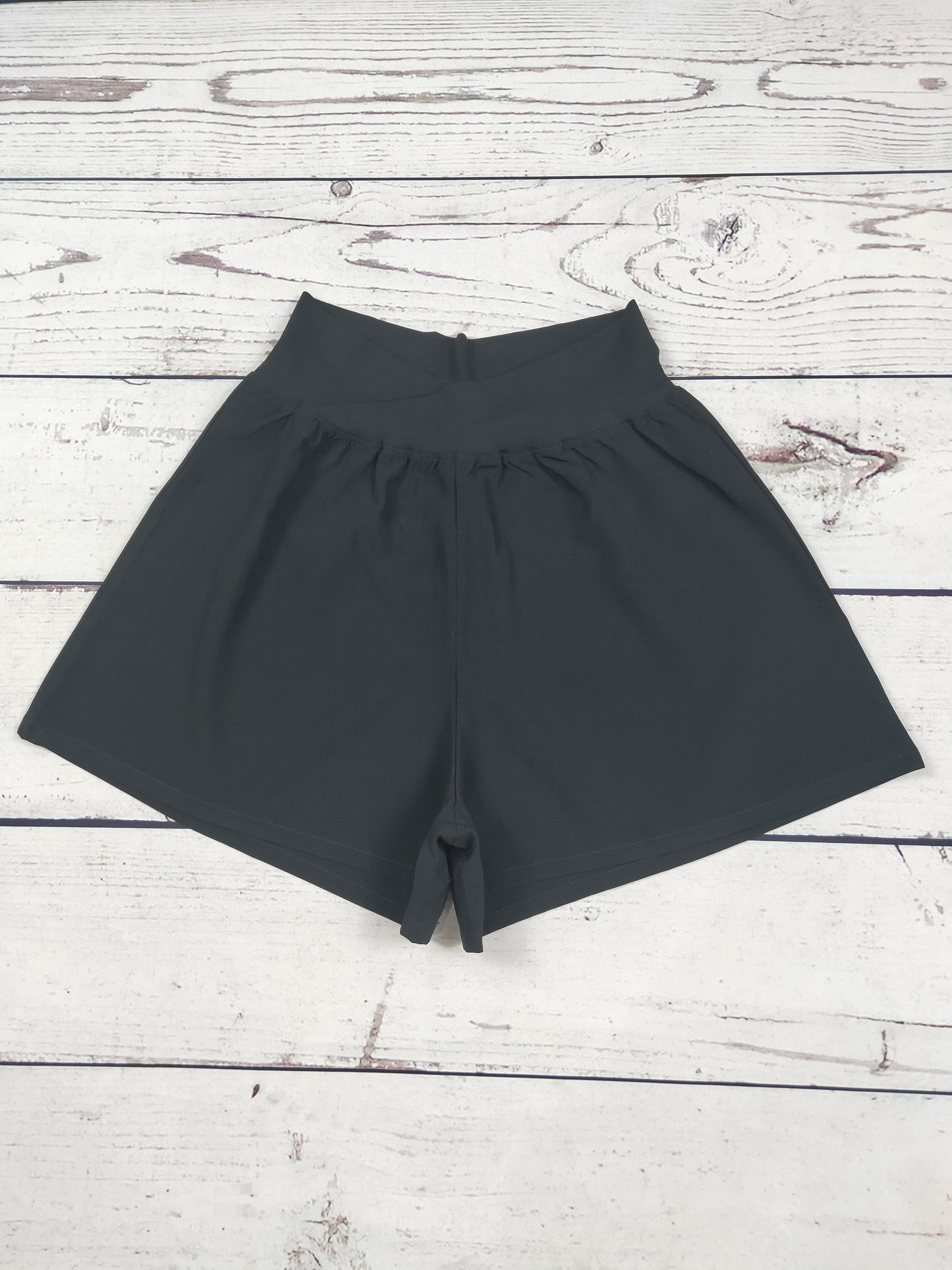 Women Black High Waist Activewear Shorts