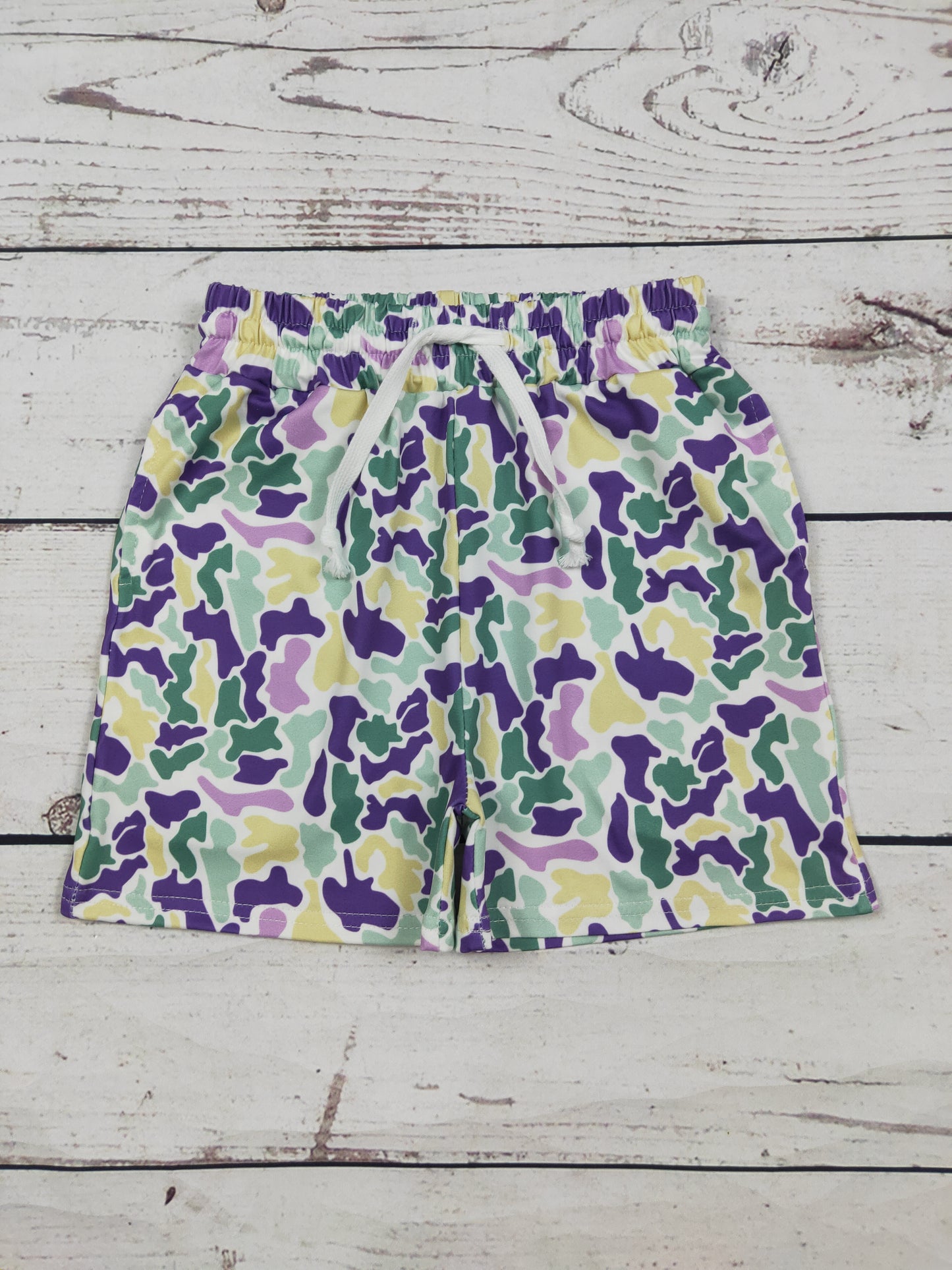 Boys Camouflage Printed Mardi Gras Shorts