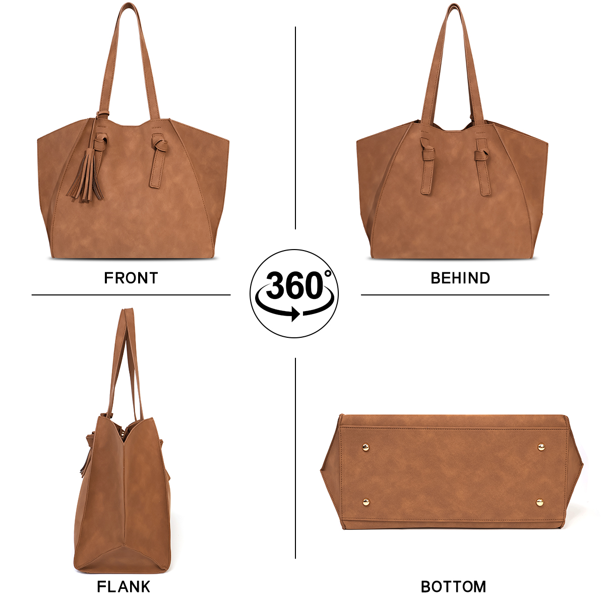 Brown Big Capacity Shoulder Bag