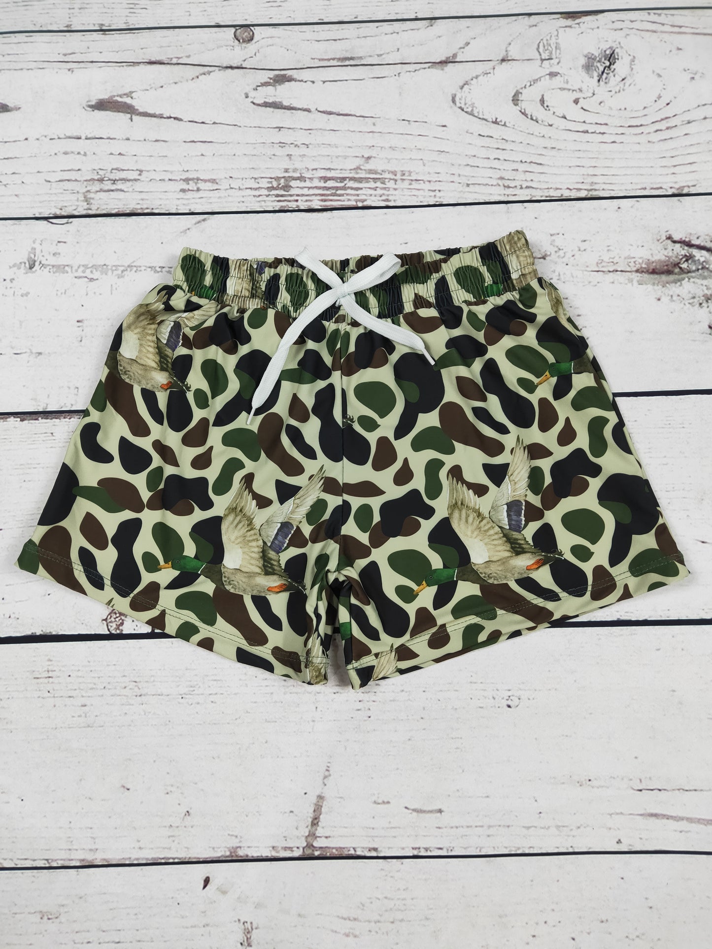 Boys Camouflage Mallard Printed Swim Trunks