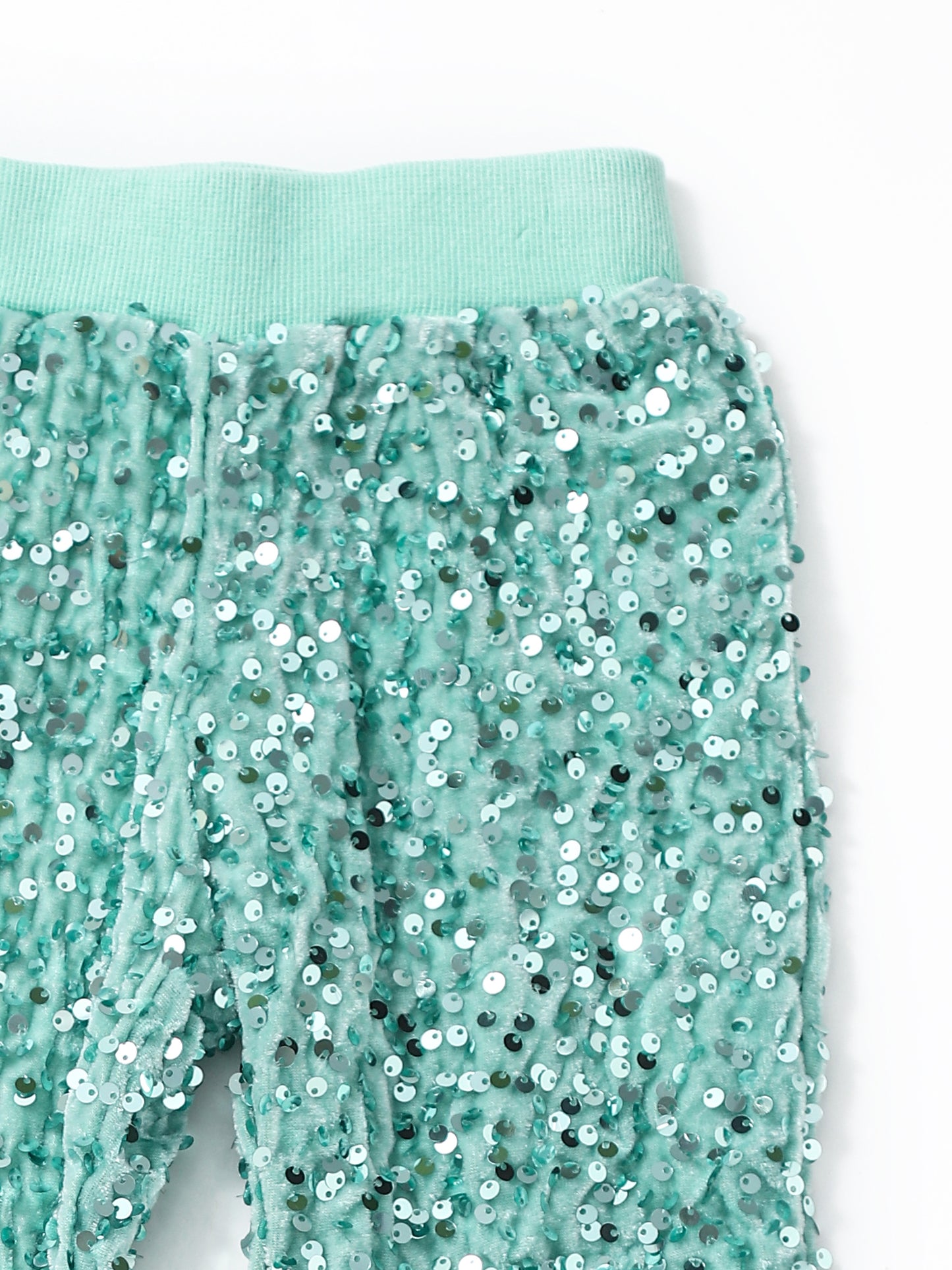 Girls Mint Sequin Flare Pants