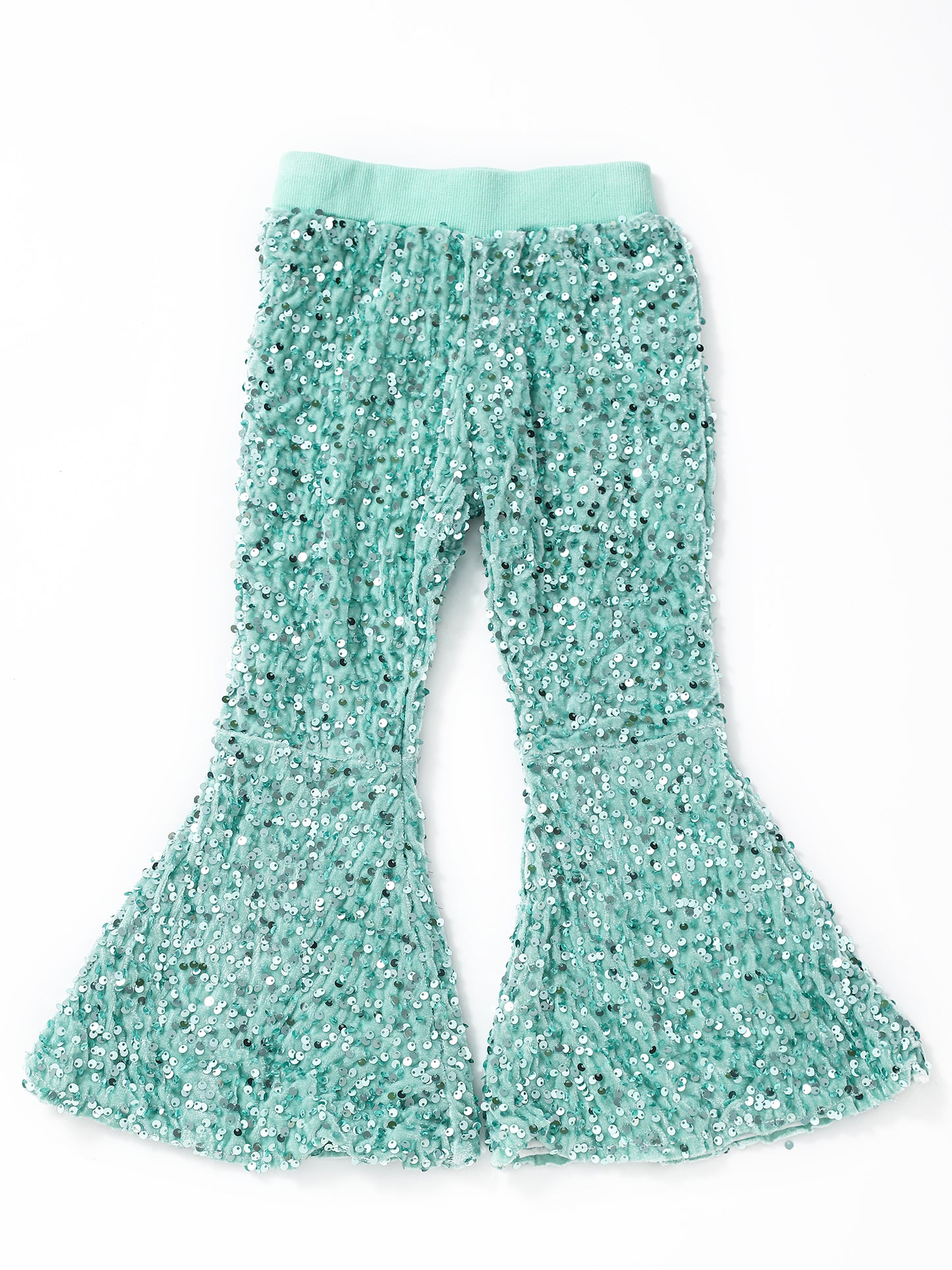 Girls Mint Sequin Flare Pants