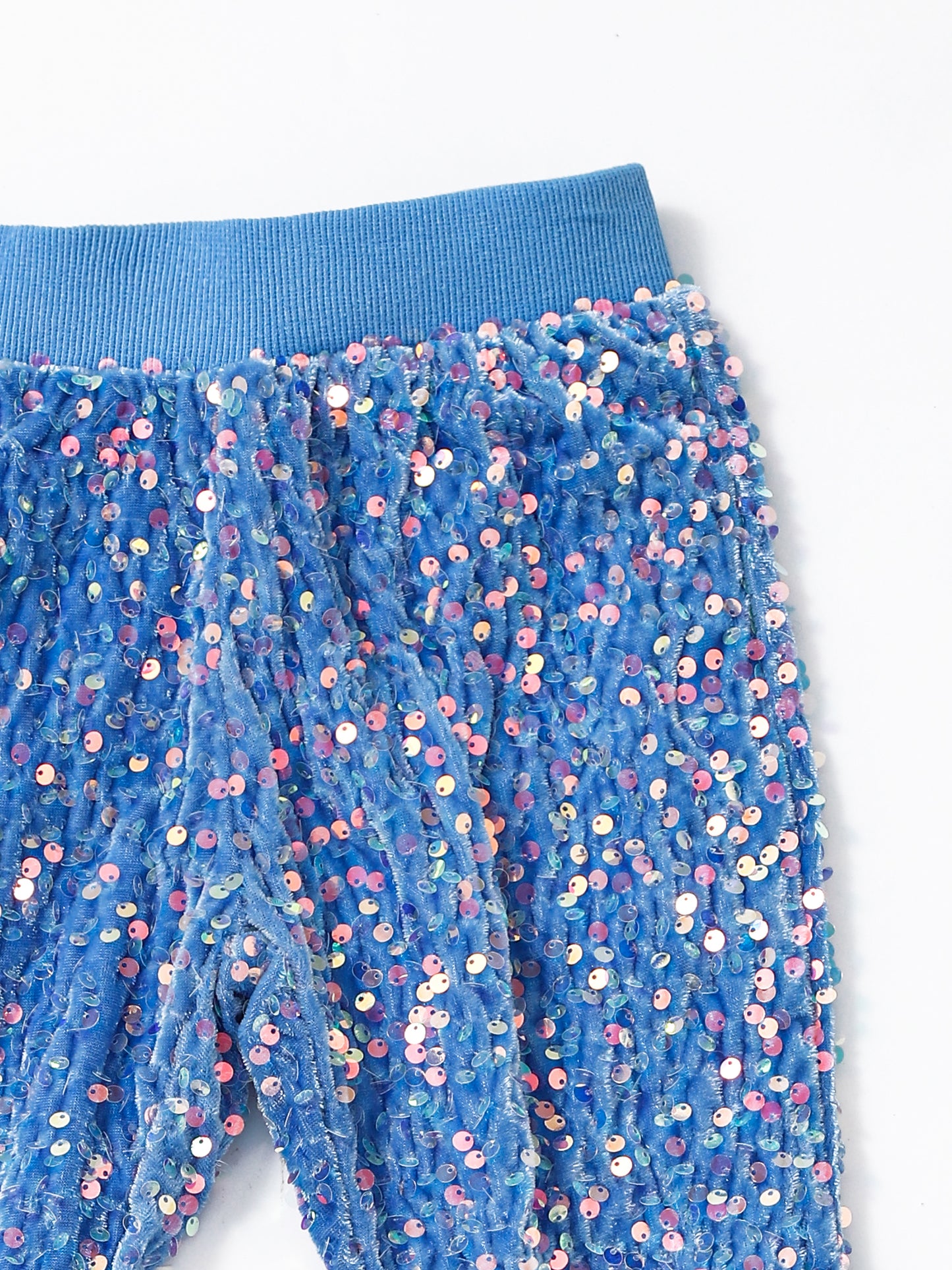 Girls Light Blue Sequin Flare Pants