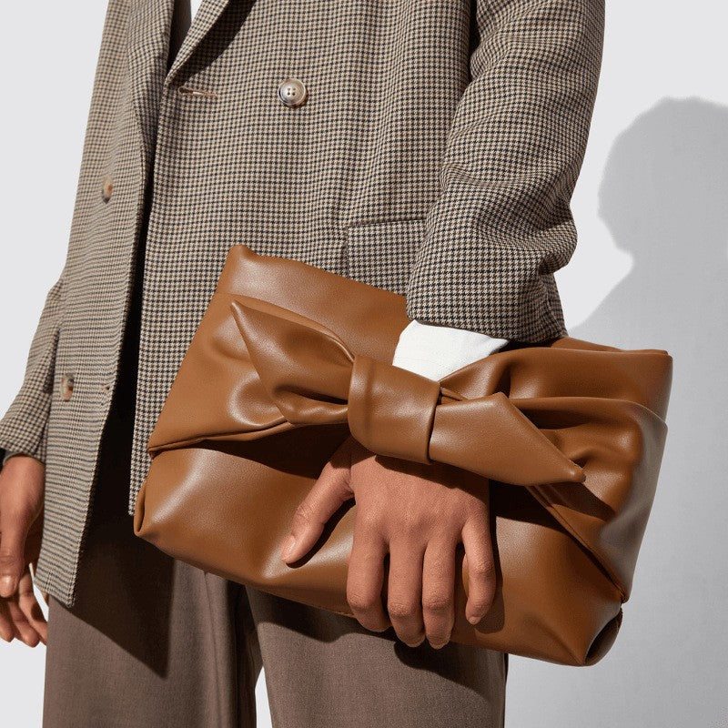 Brown Bow Clutch Bag