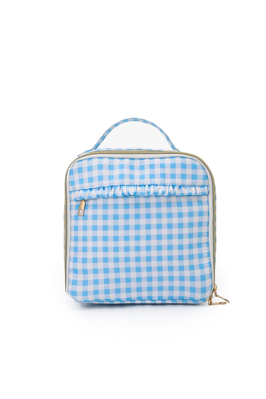 Light Blue Plaid Ruffle Baby Girls Lunch Boxes Bag