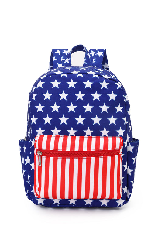 Blue Star Red Stripe Patriotic Kids Backpack