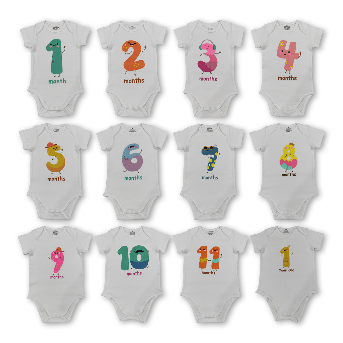 Infant Baby Monthly Milestone Onesies