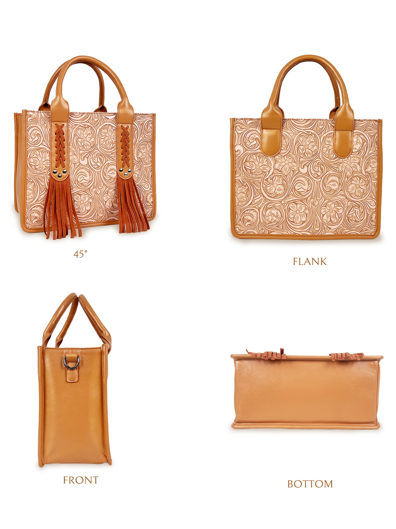 Flower Pattern Western Tote Bag with Fringe