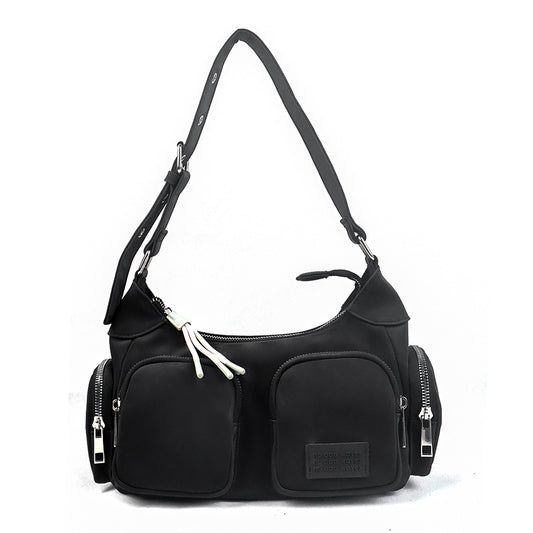 Black Satchel Bag with Pockets