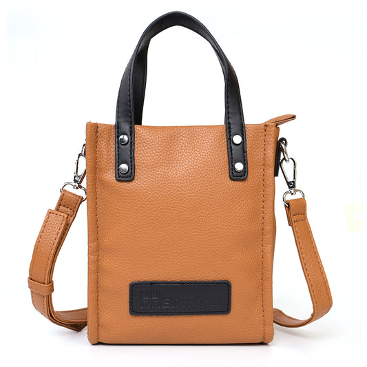 Brown Zip Closure Tote Bag