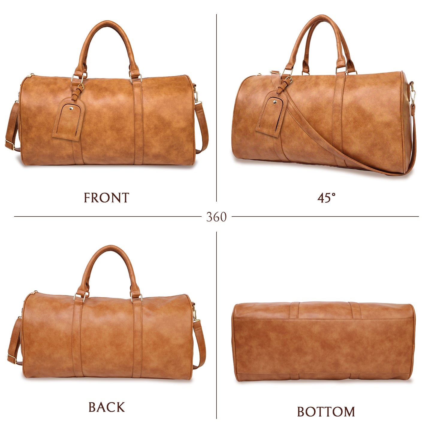 Brown PU leather Big Capacity Duffle Bag