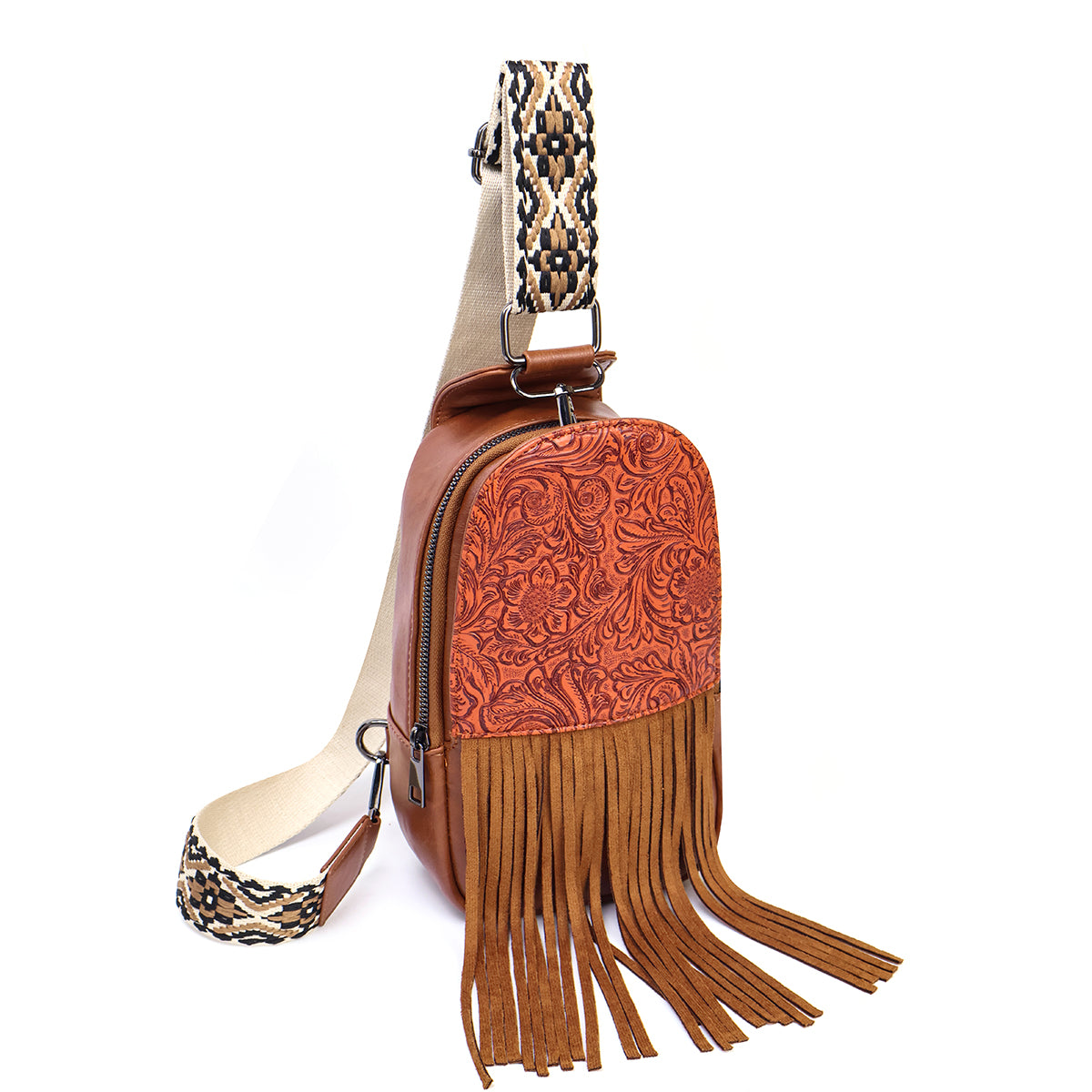 Brown Fringe Western Sling Bag