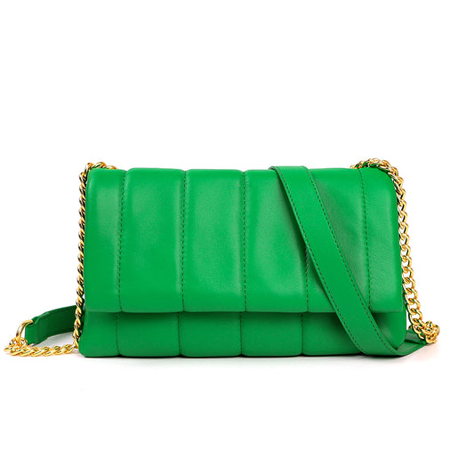 Green Flap Crossbody Bag with Chain
