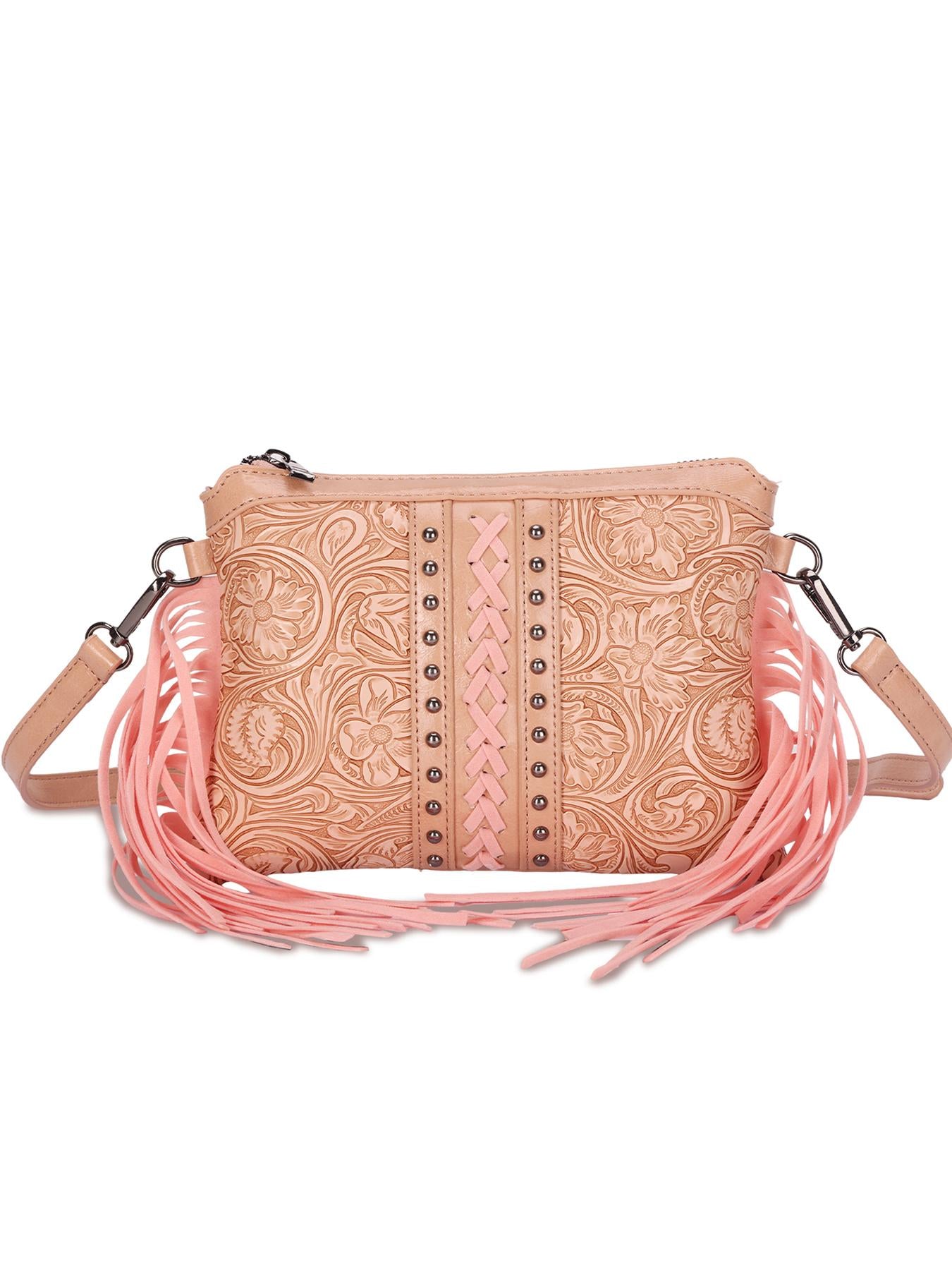 Pink Fringe Western Crossbody Bag