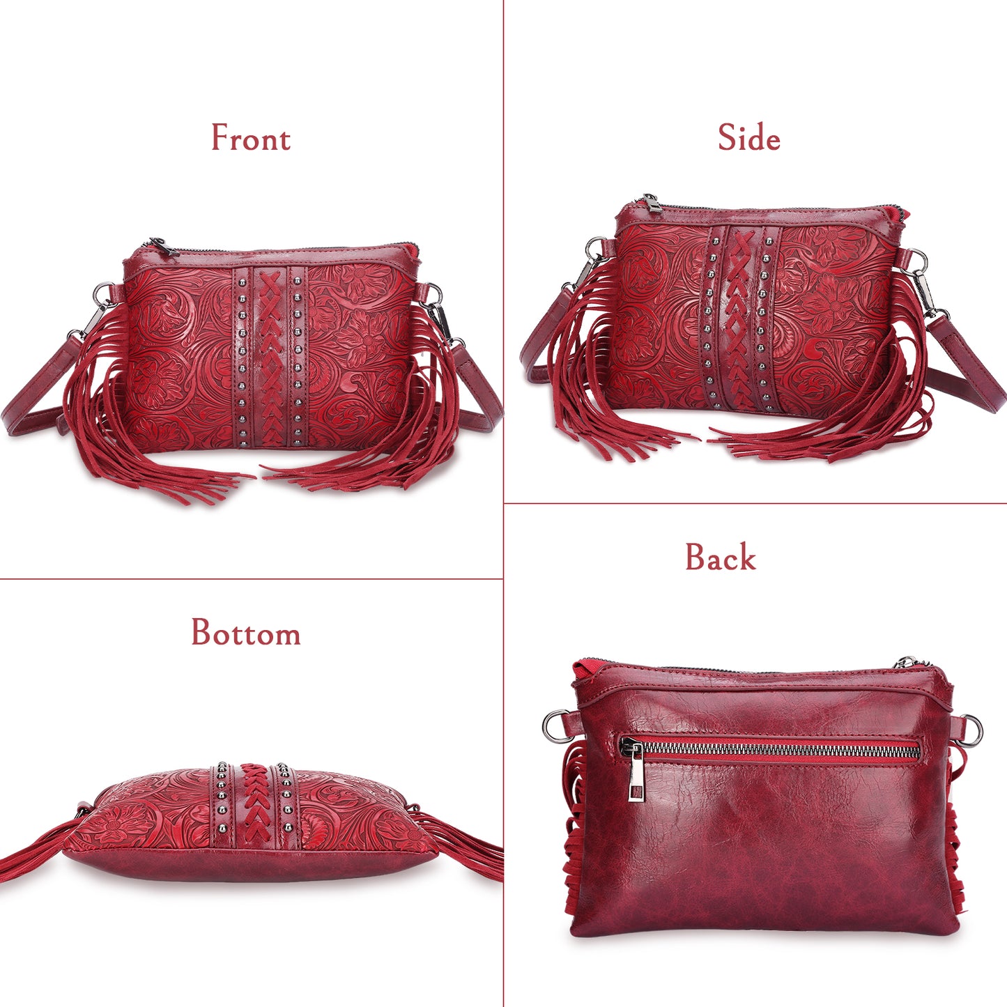 Red Fringe Western Crossbody Bag
