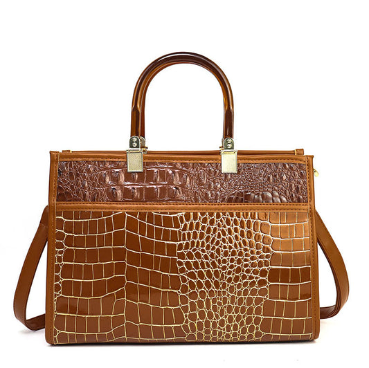 Crocodile Pattern Crossbody Tote Bag