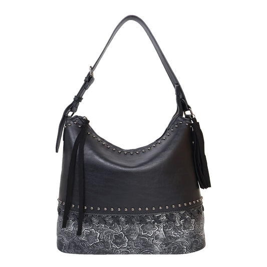 Black Flower Pattern Shoulder Bag