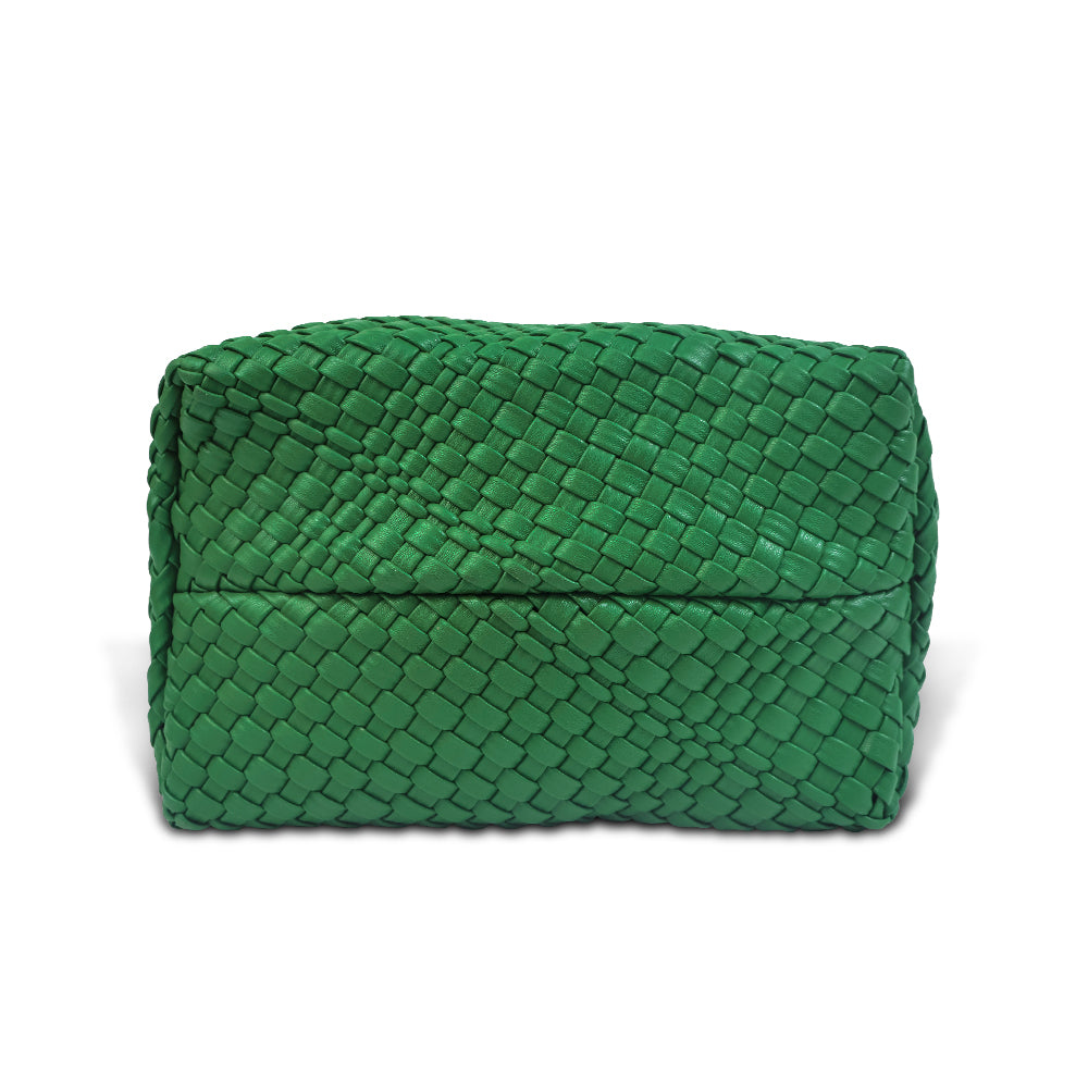 Green Woven Tote Bag with Small Bag
