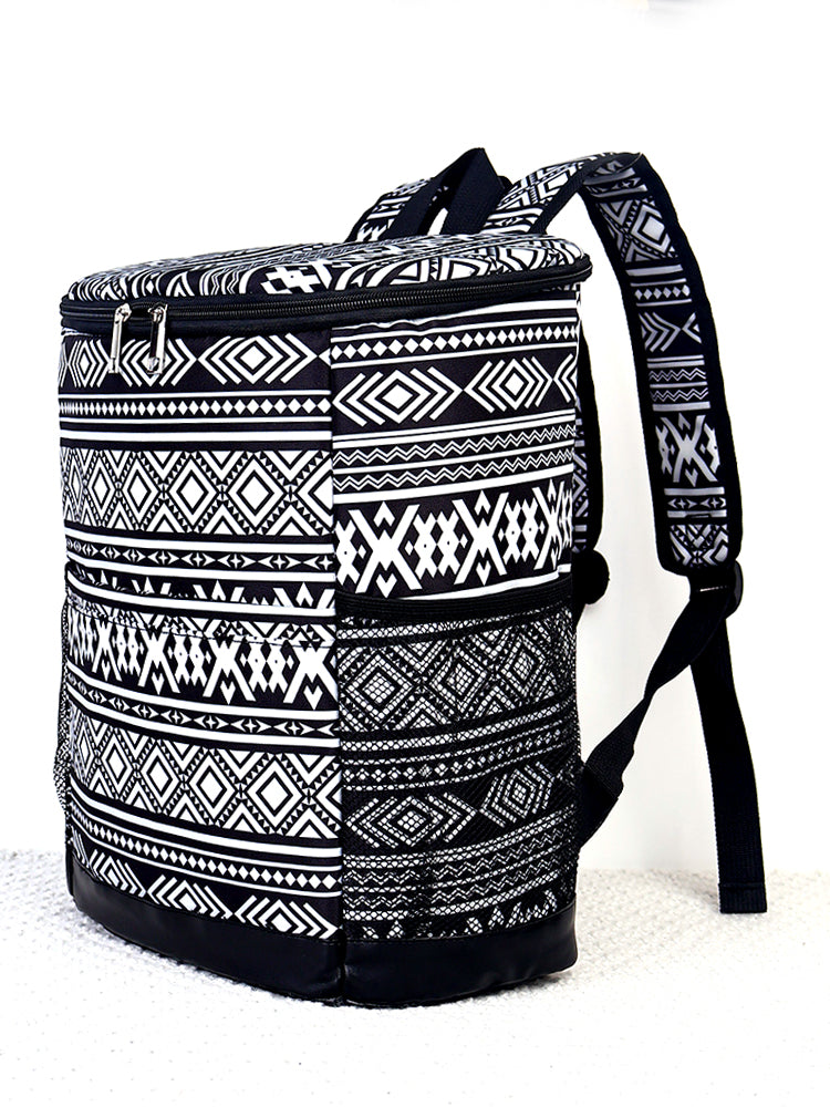 Black Aztec Print Cooler Insulated Bag