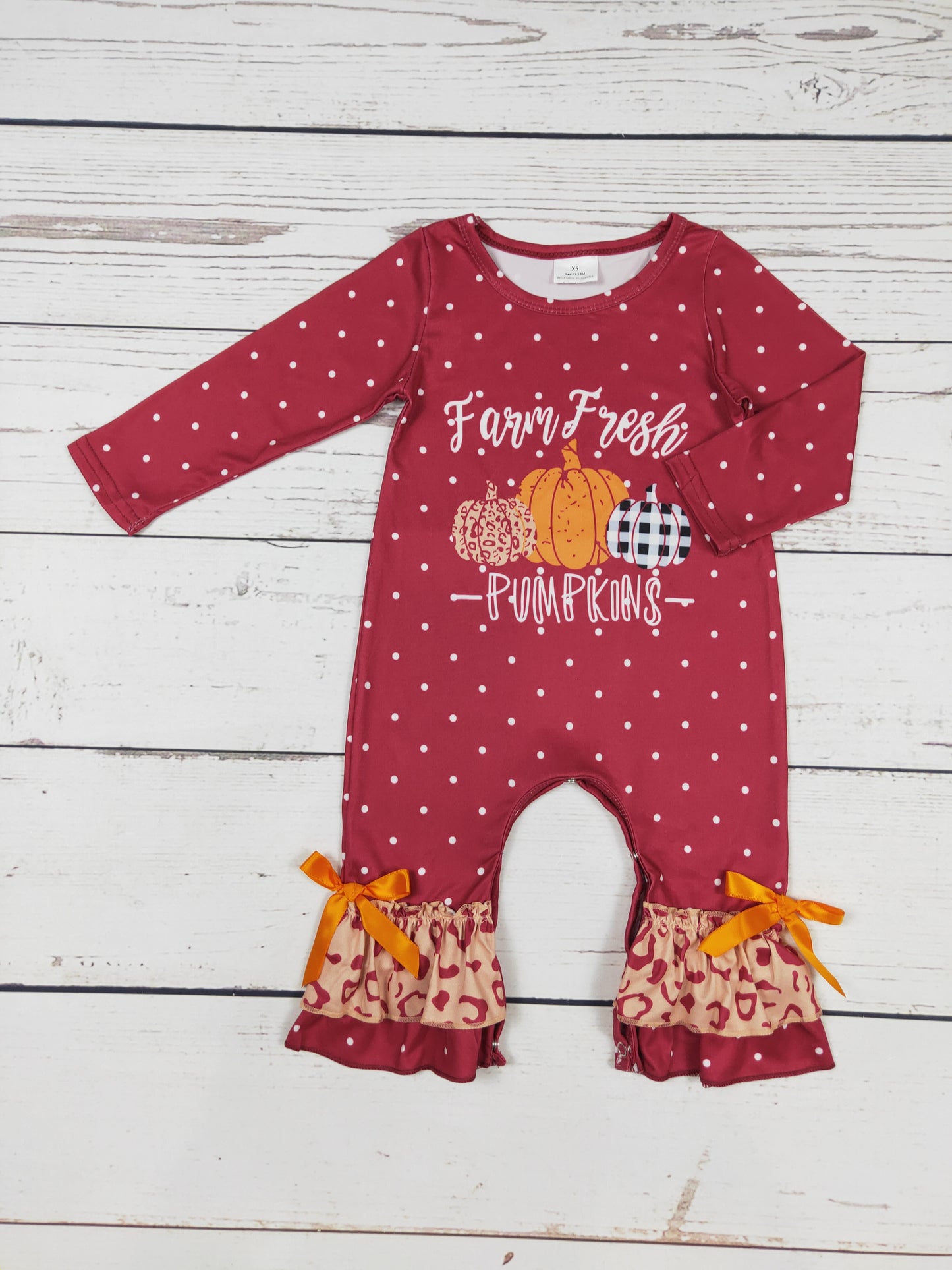 Farm Fresh Pumpkin Cheetah Baby Romper