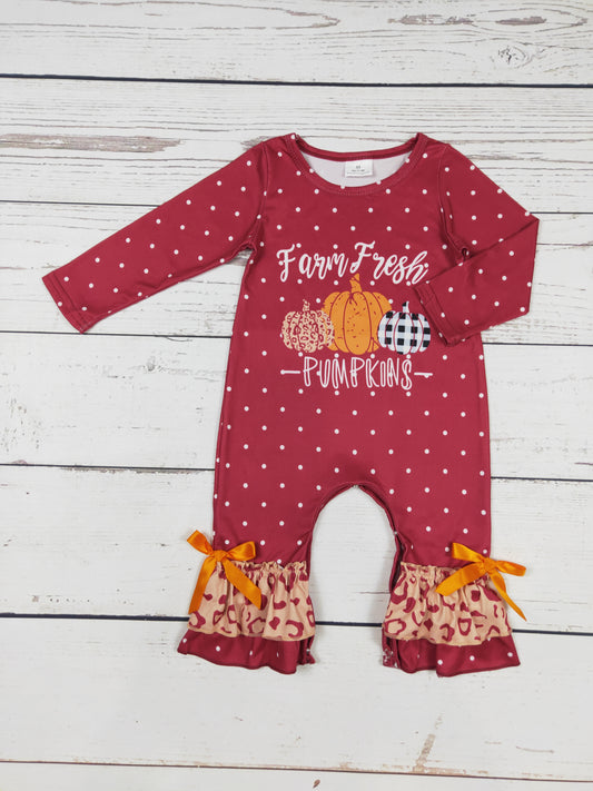 Farm Fresh Pumpkin Cheetah Baby Romper