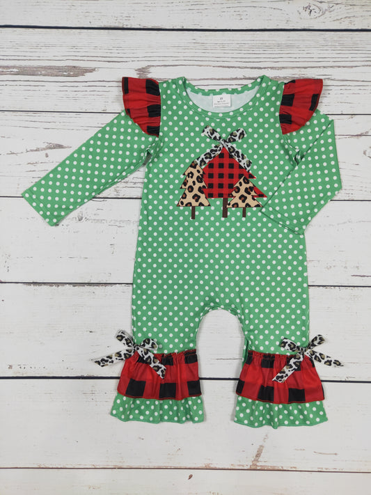 Polka Dots Christmas Tree Print Baby Romper