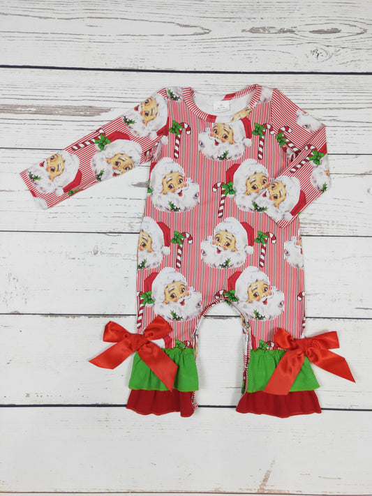 Baby Stripe Santa Printed romper