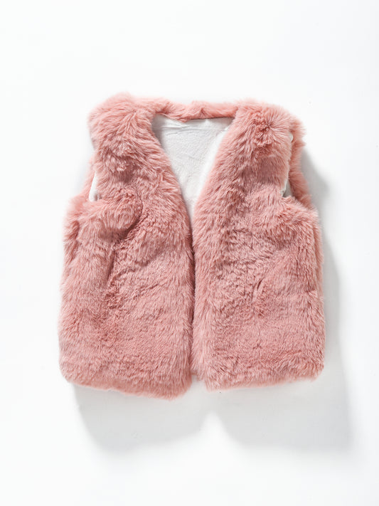Pink Fur Girls Winter Vest