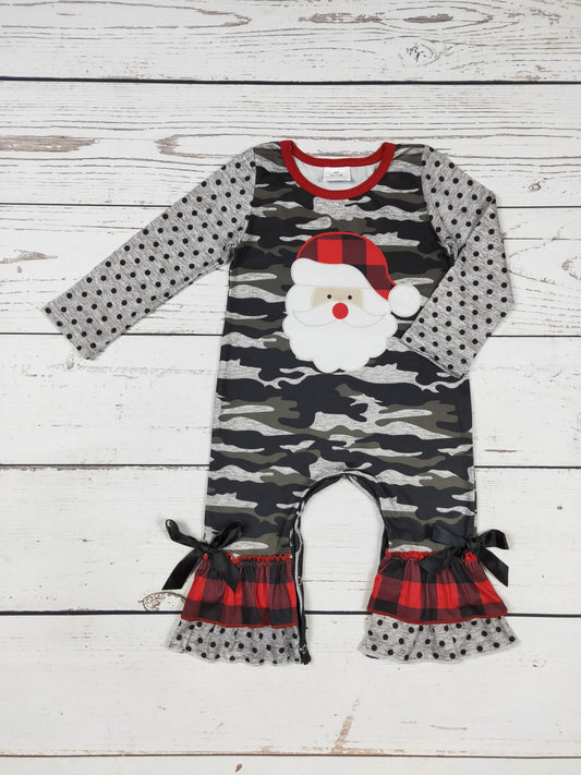 Baby Camouflage Santa Print Romper