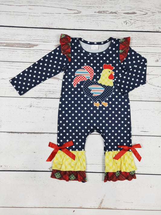 Chicken Print Baby Girl Romper