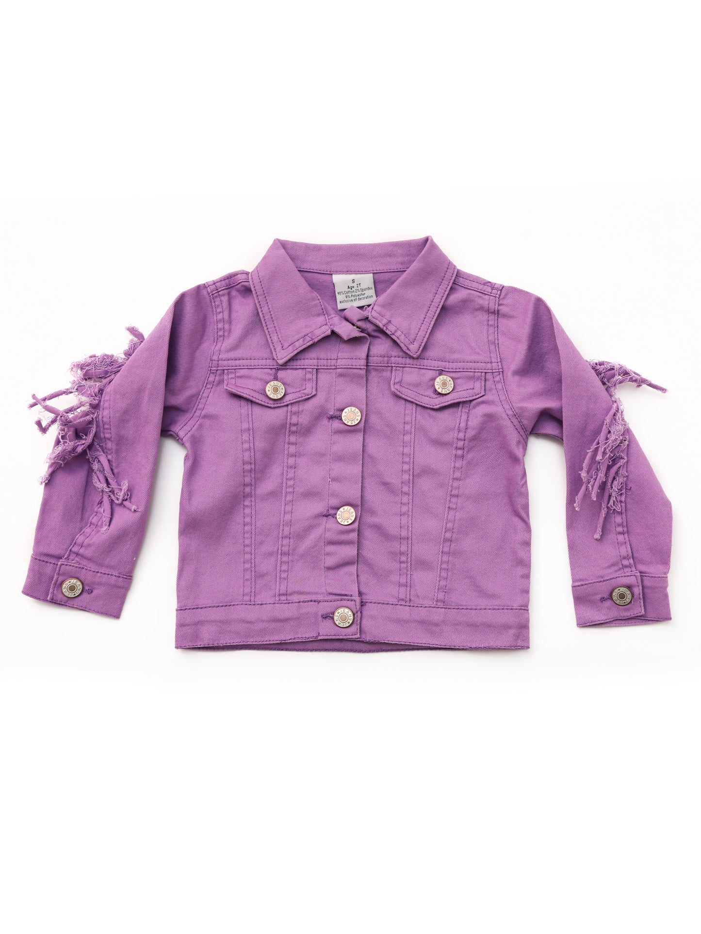 Kids Purple Fringe Denim Jackets