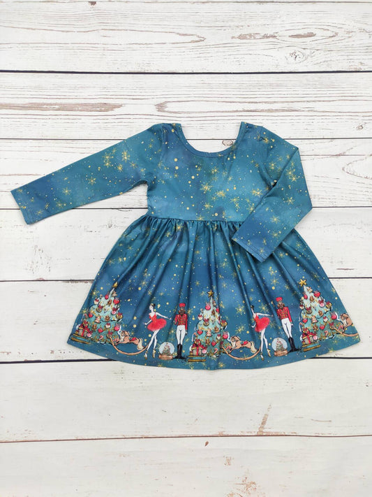 Girls Christmas Tree Print Dress